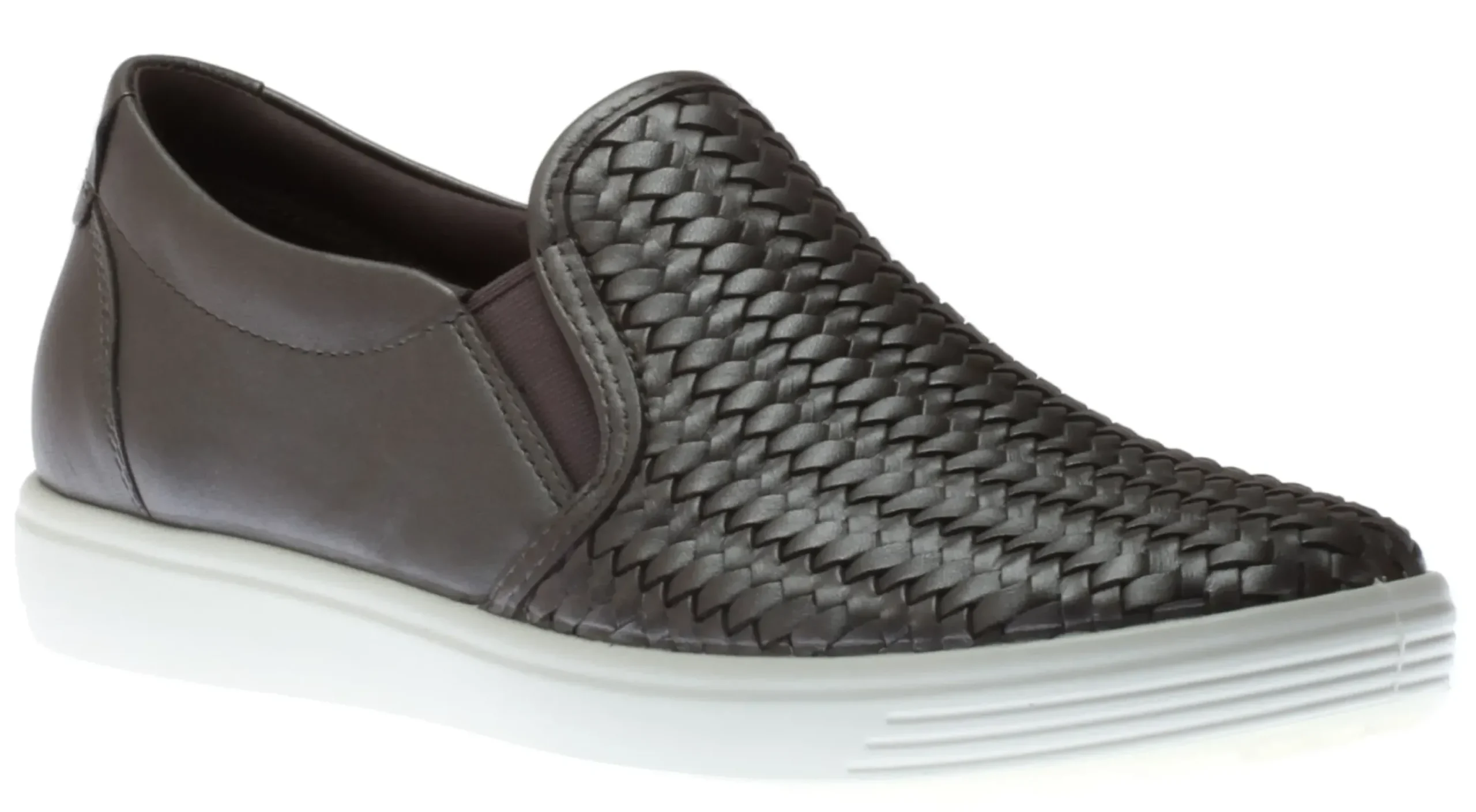 Ecco Soft 7 Woven Gravity Metallic Leather Slip-On Sneaker