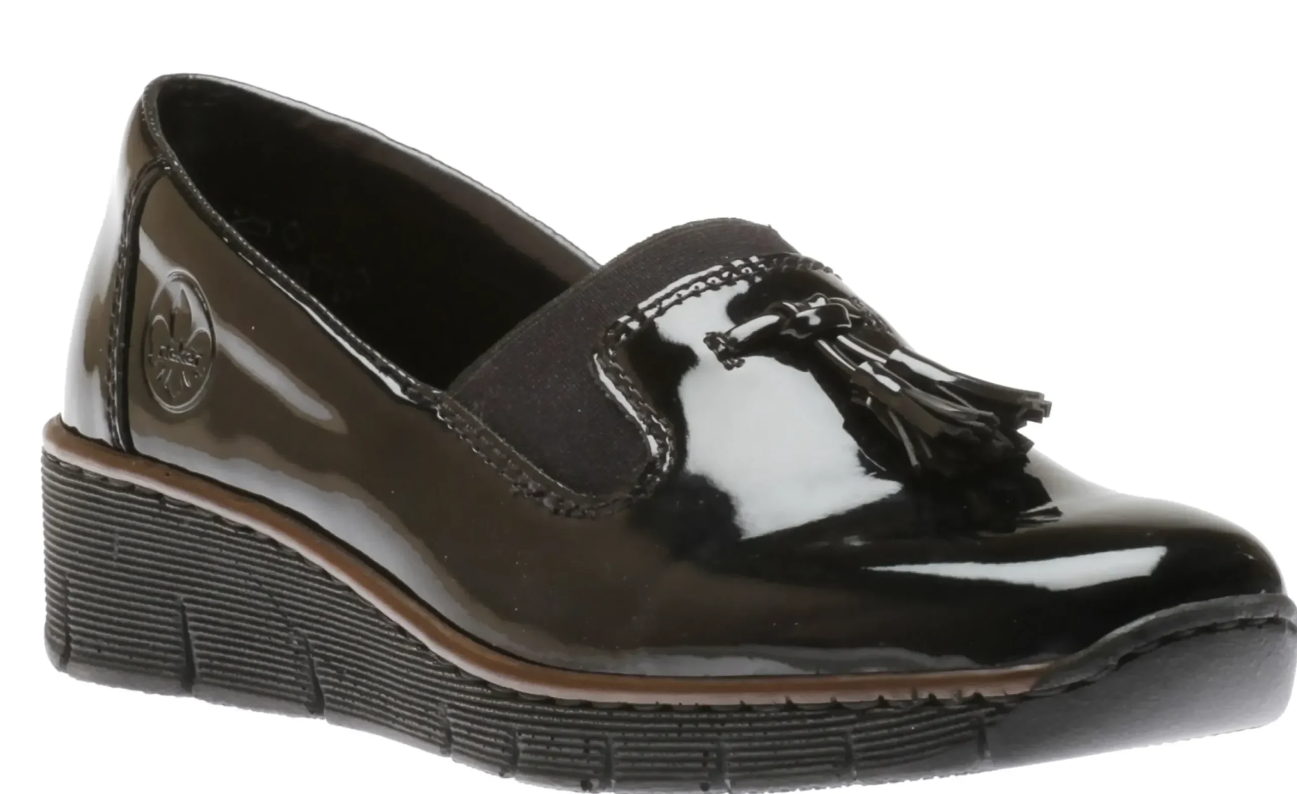 Best Rieker Softlack Black Patent Tassel Slip-On Loafer
