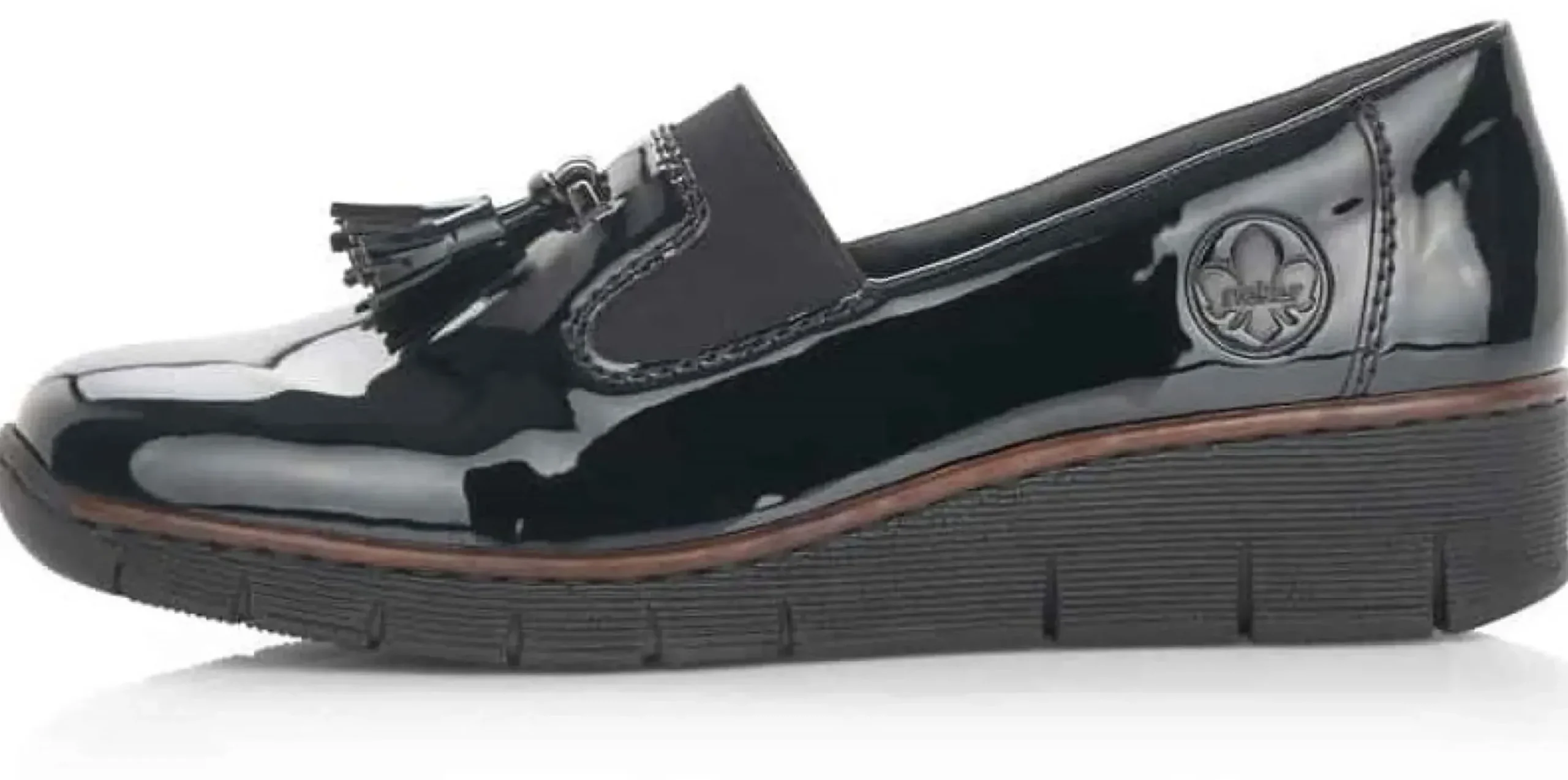 Best Rieker Softlack Black Patent Tassel Slip-On Loafer