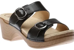 Online Dansko Sophie Black Leather Slide Sandal