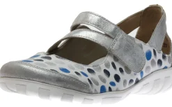 Sale Remonte Space White Silver Blue Dot Cutout Mary Jane Flat Shoe