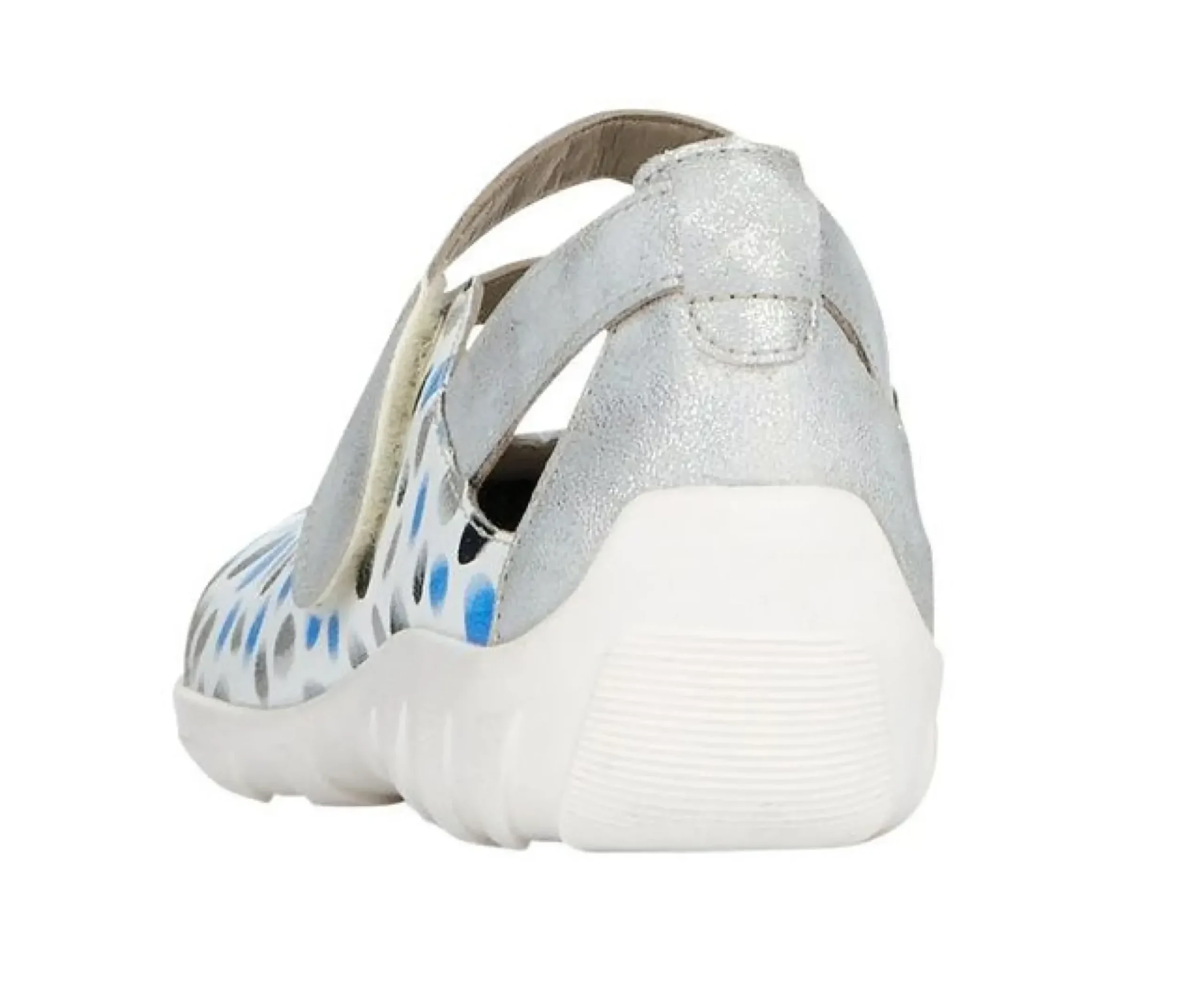 Sale Remonte Space White Silver Blue Dot Cutout Mary Jane Flat Shoe