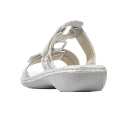 Best Rieker Space White Silver Floral Slide Sandal
