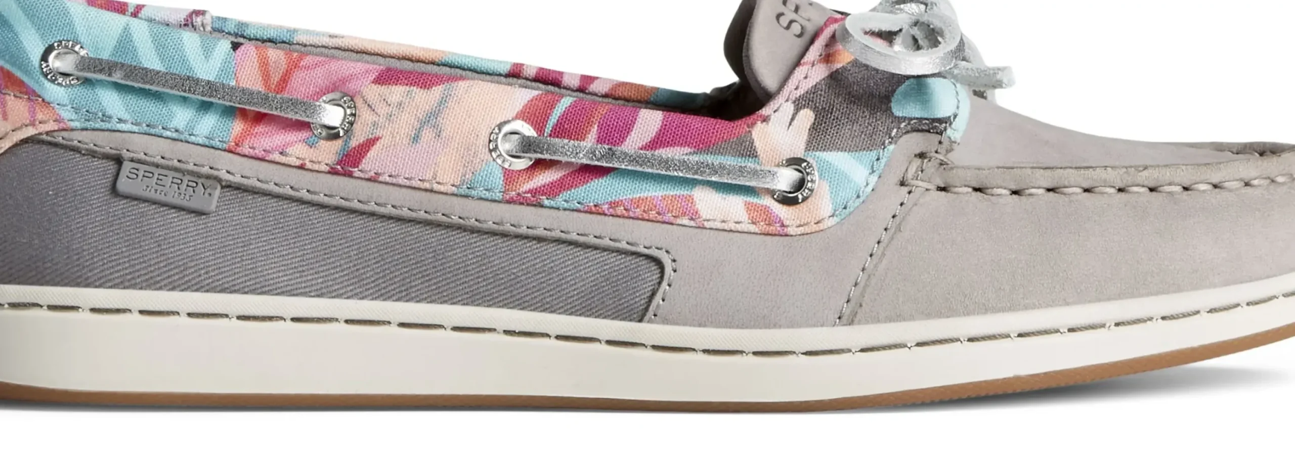 Outlet Sperry Starfish Coral Floral Grey Multicolour Boat Shoe