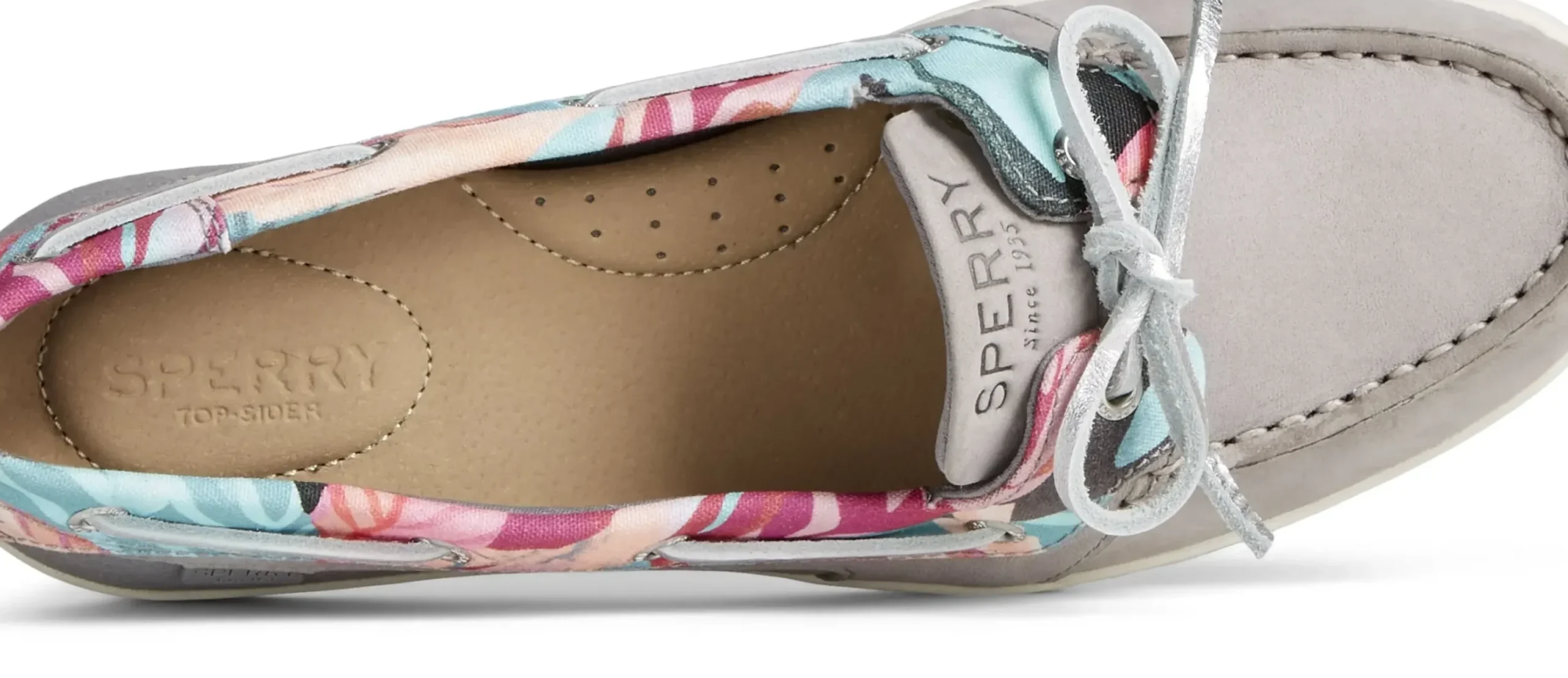 Outlet Sperry Starfish Coral Floral Grey Multicolour Boat Shoe