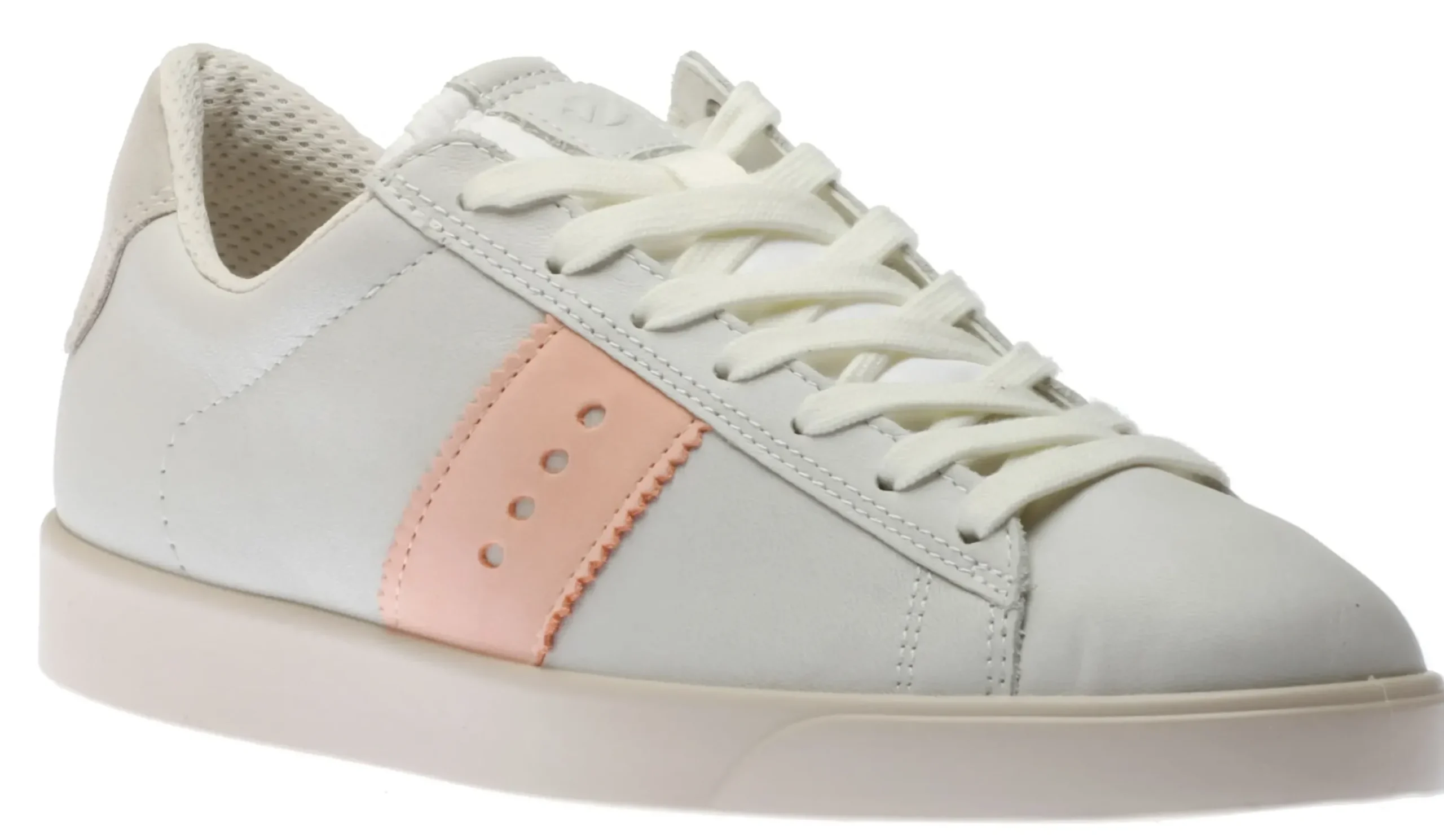 Ecco Street Lite White Peach Nectar Stripe Lace-Up Sneaker