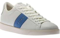 Ecco Street Lite White Regatta Blue Stripe Lace-Up Sneaker