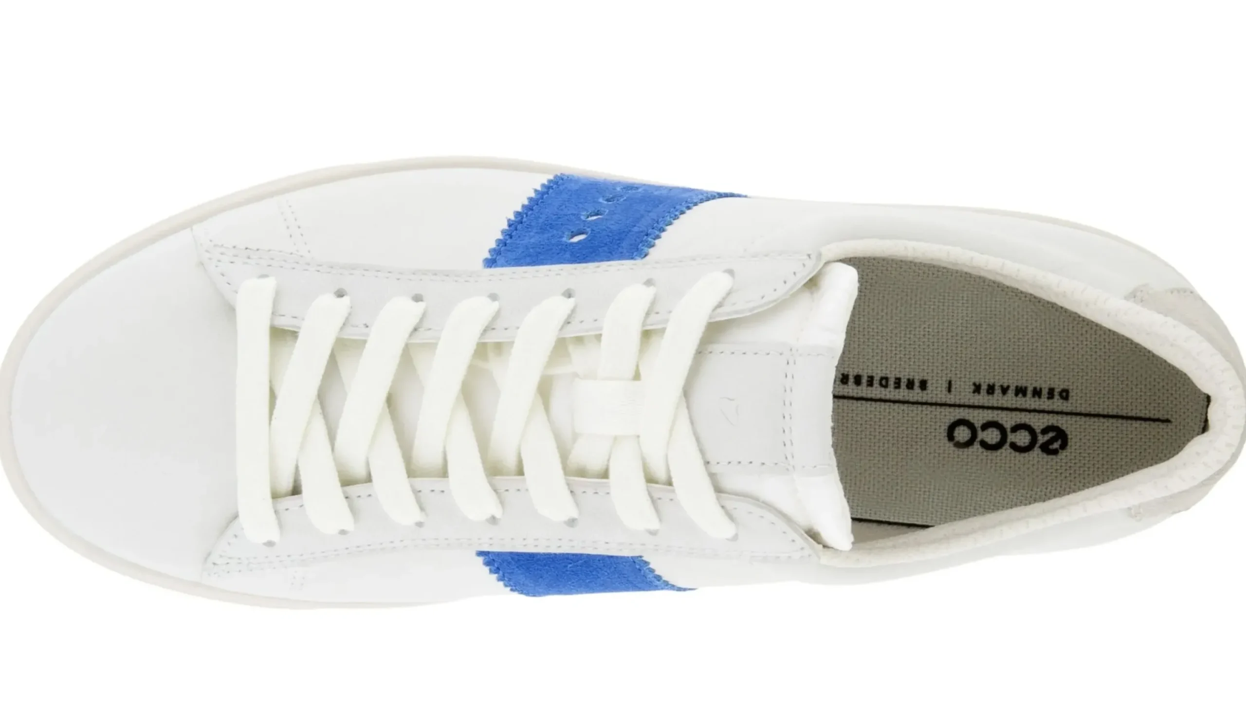 Ecco Street Lite White Regatta Blue Stripe Lace-Up Sneaker