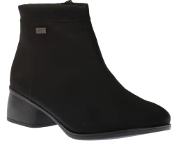 Discount Remonte Stretch Black Zipper Water-Resistant Ankle Boot