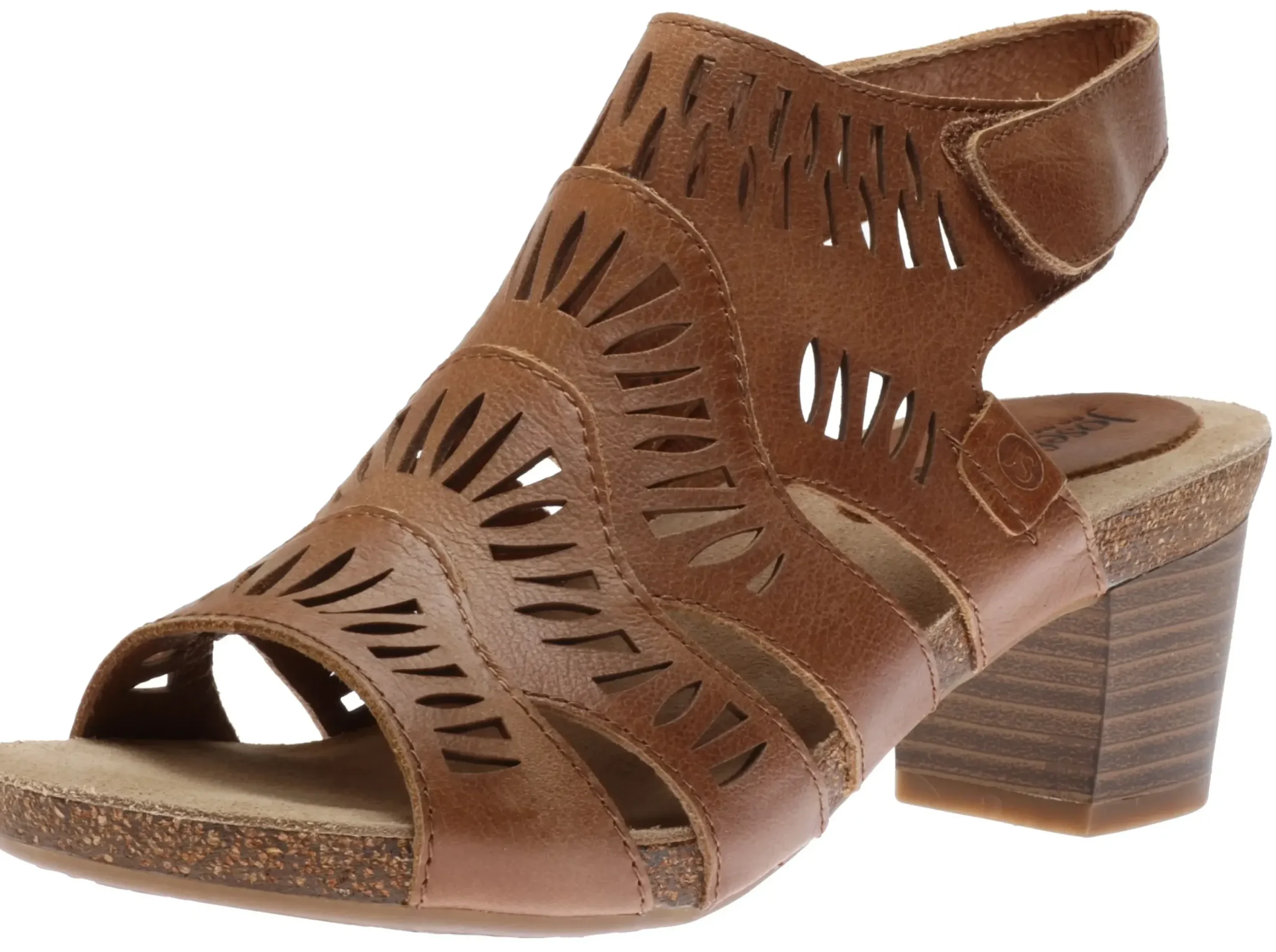 Online Josef Seibel Sunny 02 Nut Brown Perforated Cutout Leather Heel Sandal