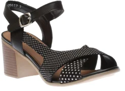 Outlet Remonte Talamon Black White Polka Dot Block Heel Sandal