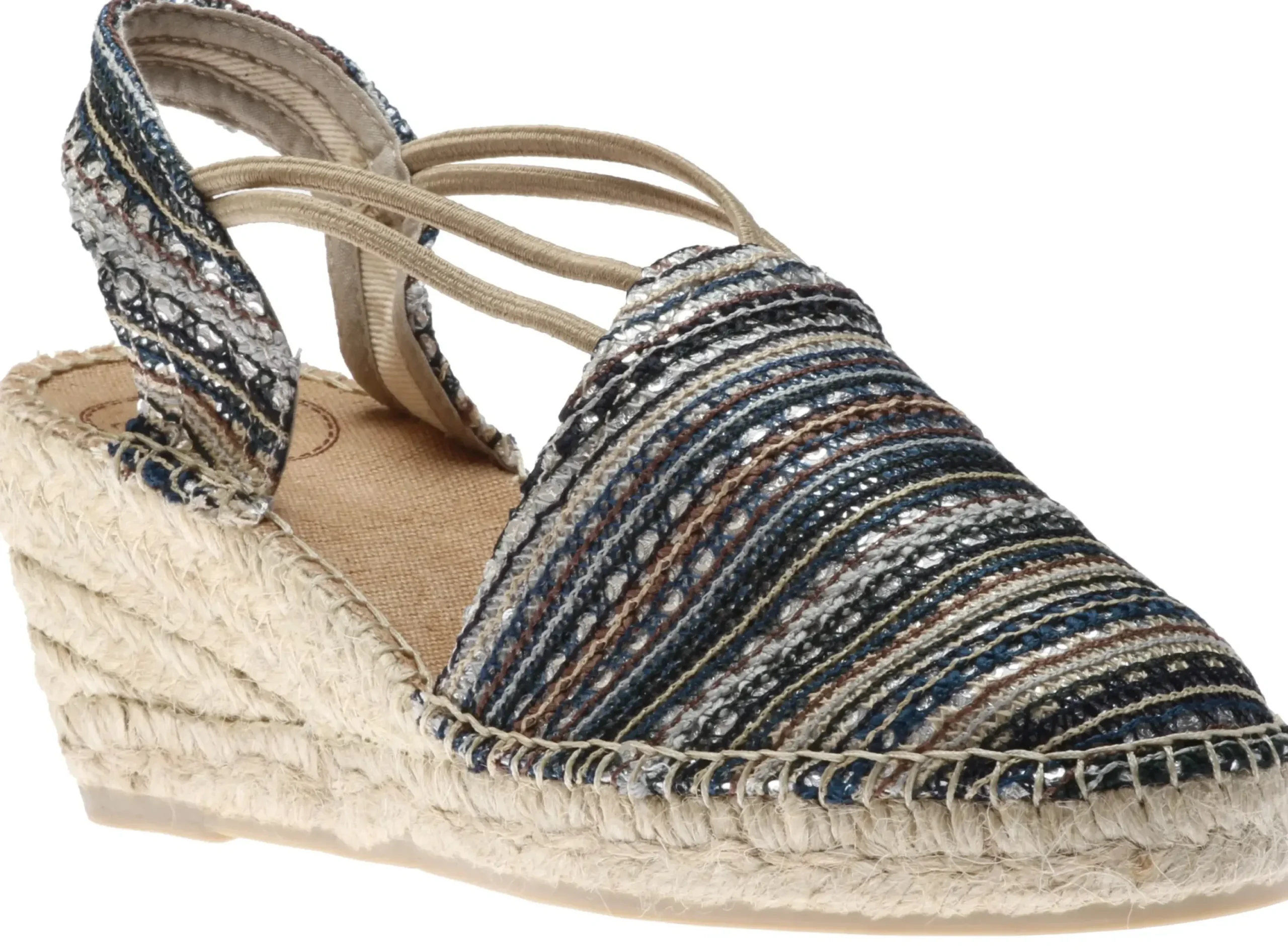 Toni Pons Tania Taupe Navy Espadrille Wedge Sandal