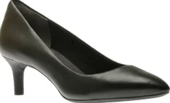 Best Rockport Total Motion Kalila Black Leather Kitten Heel Pointy Toe Dress Pump