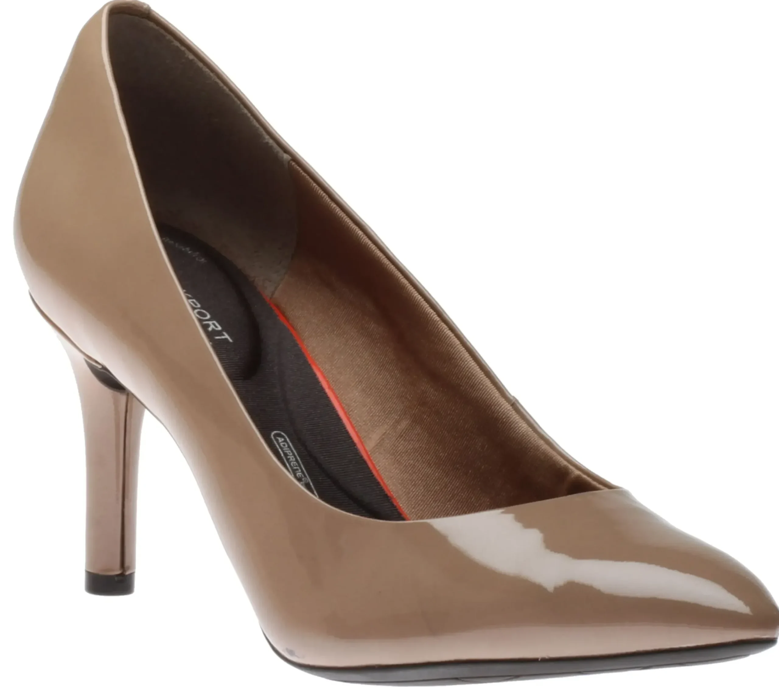 Hot Rockport Total Motion 75Mm Warm Taupe Patent Pointed Toe Heel