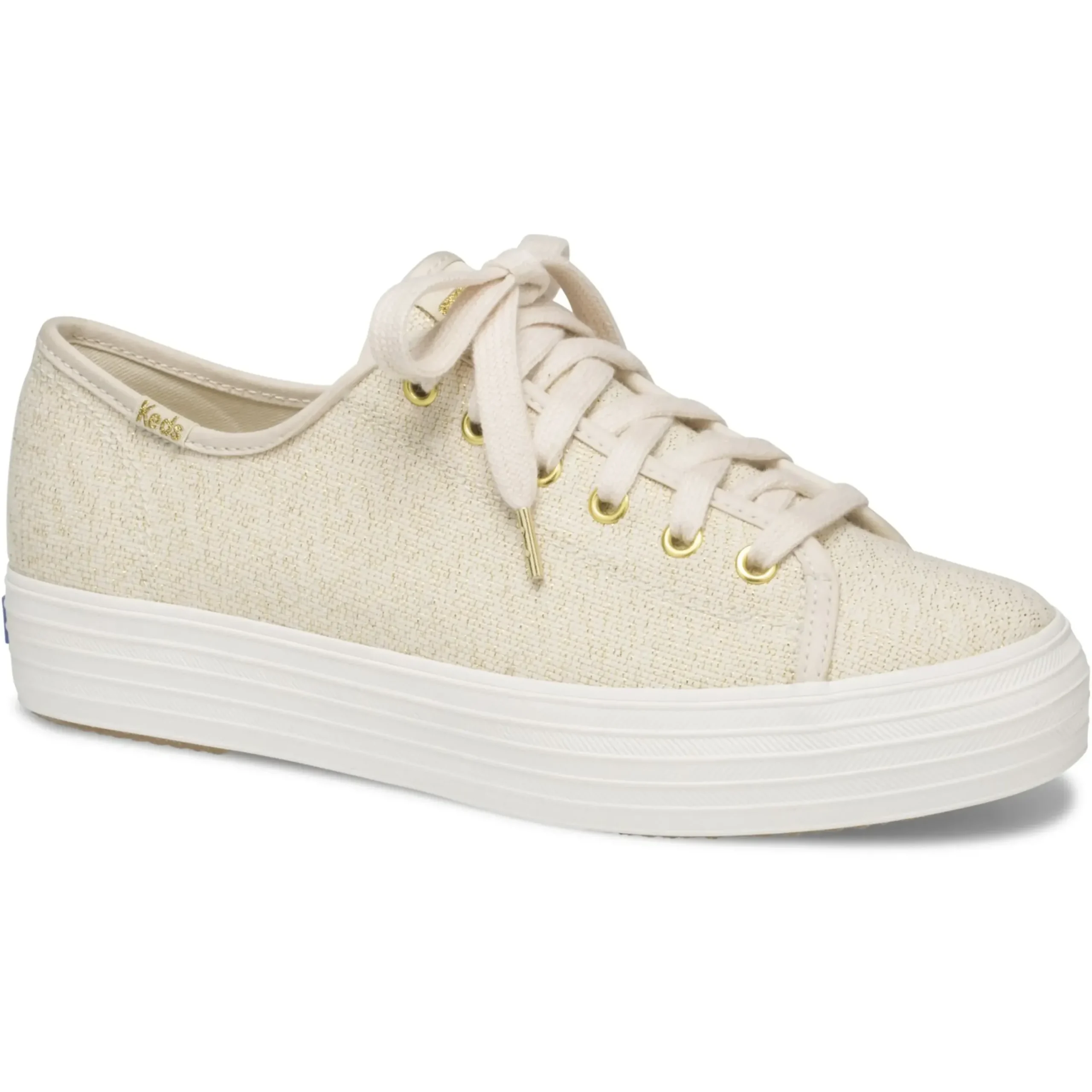 Keds Triple Kick Beige Lace-Up Platform Tennis Sneaker