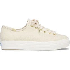 Keds Triple Kick Beige Lace-Up Platform Tennis Sneaker