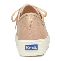 Best Keds Triple Kick Peach Iridescent Leather Lace-Up Platform Tennis Sneaker
