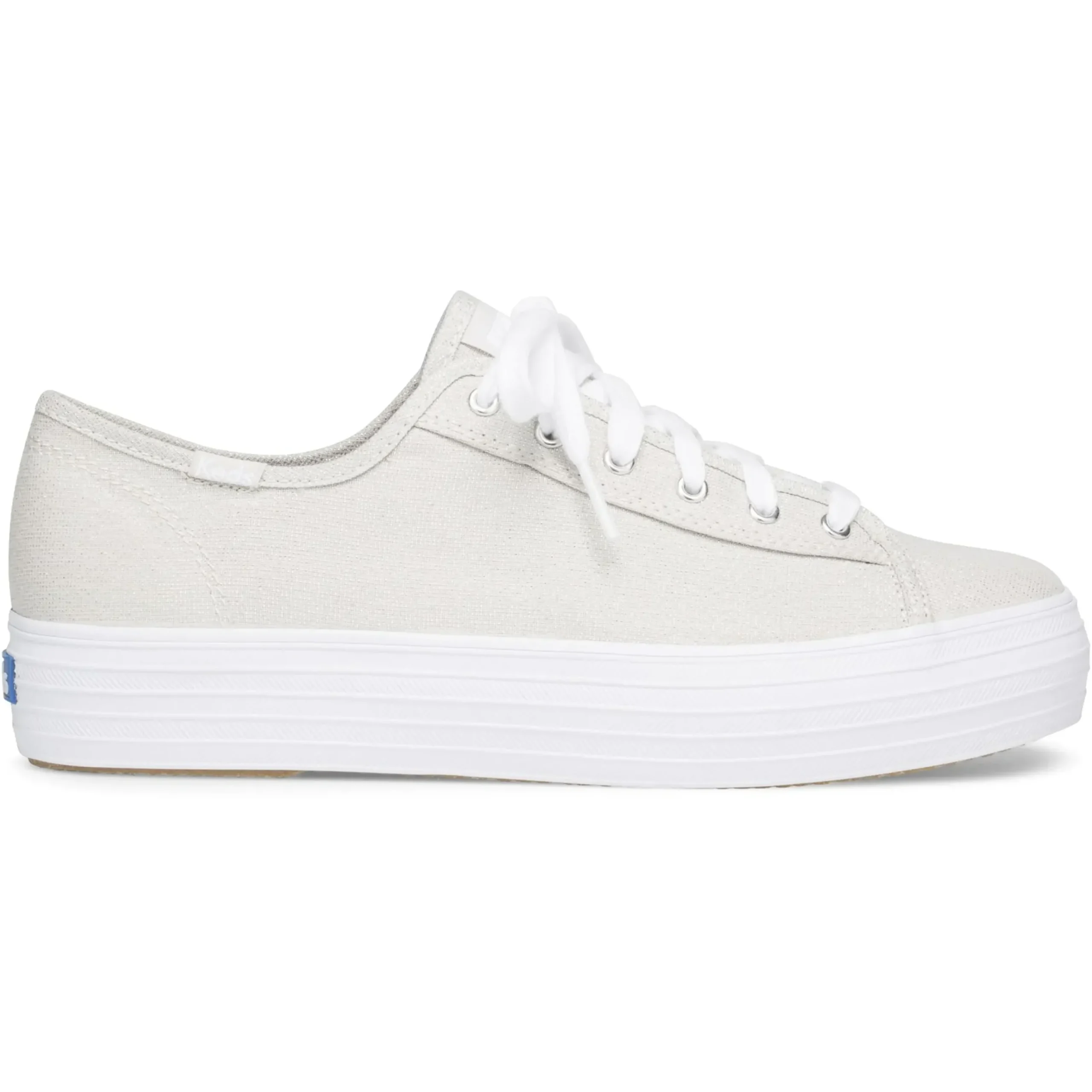 Hot Keds Triple Kick Silver Lace-Up Platform Tennis Sneaker