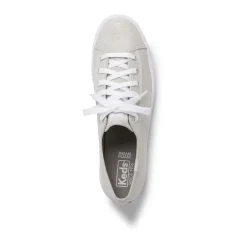 Hot Keds Triple Kick Silver Lace-Up Platform Tennis Sneaker