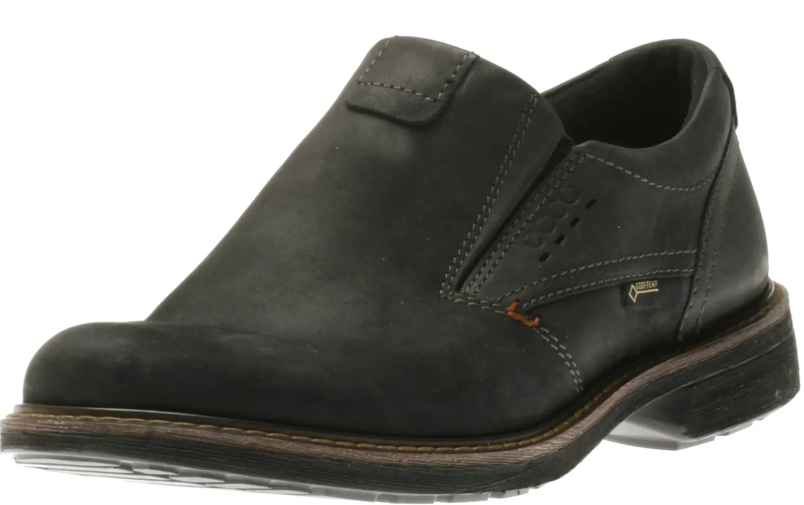 Outlet Ecco Turn Black Leather Gore-Tex Waterproof Slip-On Shoe