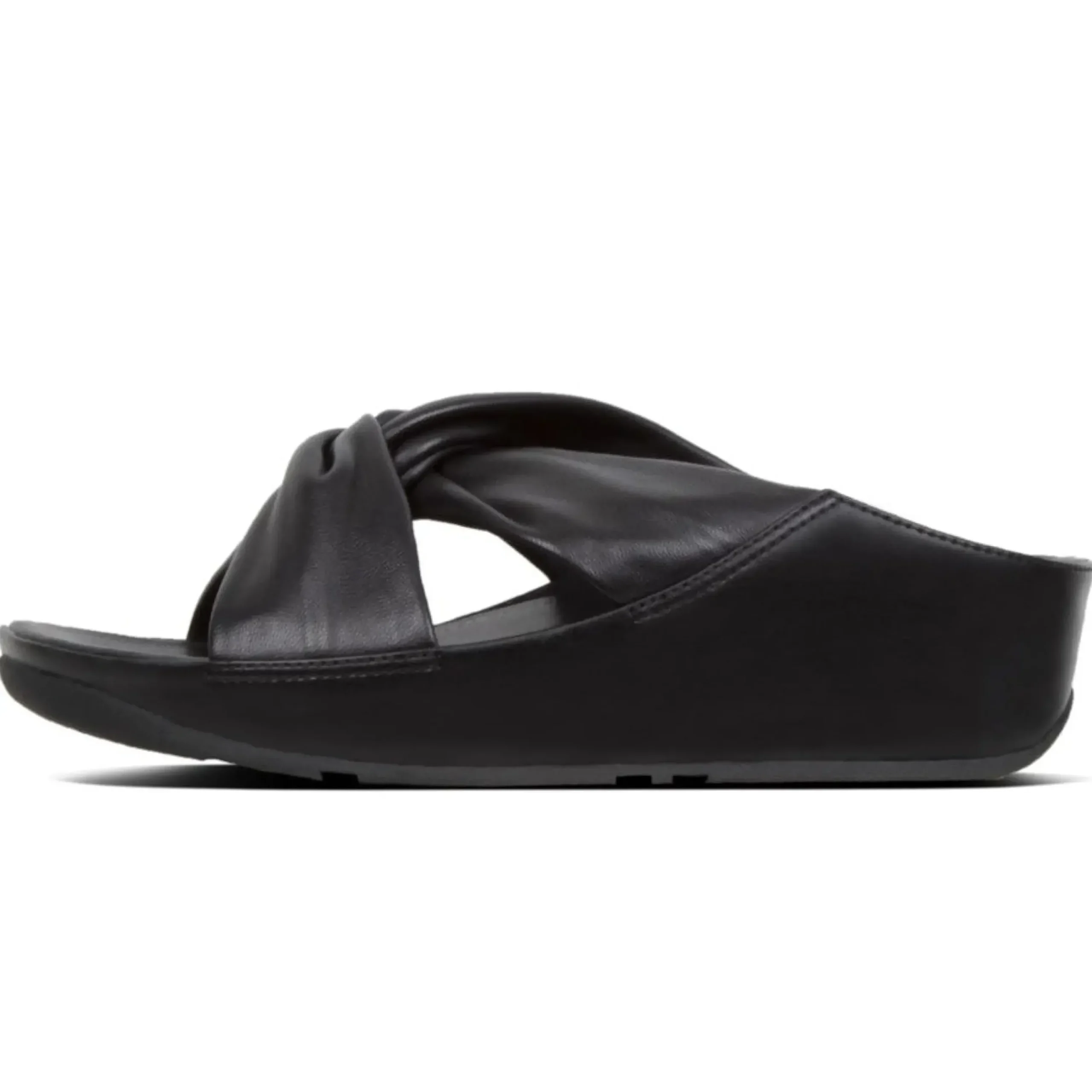 Online Fit Flop Twiss Black Leather Slide Sandal