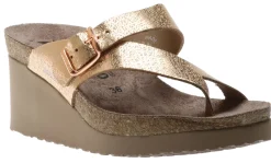Sale Mephisto Tyfanie Copper Leather Slip-On Wedge Heel Sandal