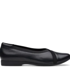 Clearance Clarks Un Darcey Ease Black Leather Flat