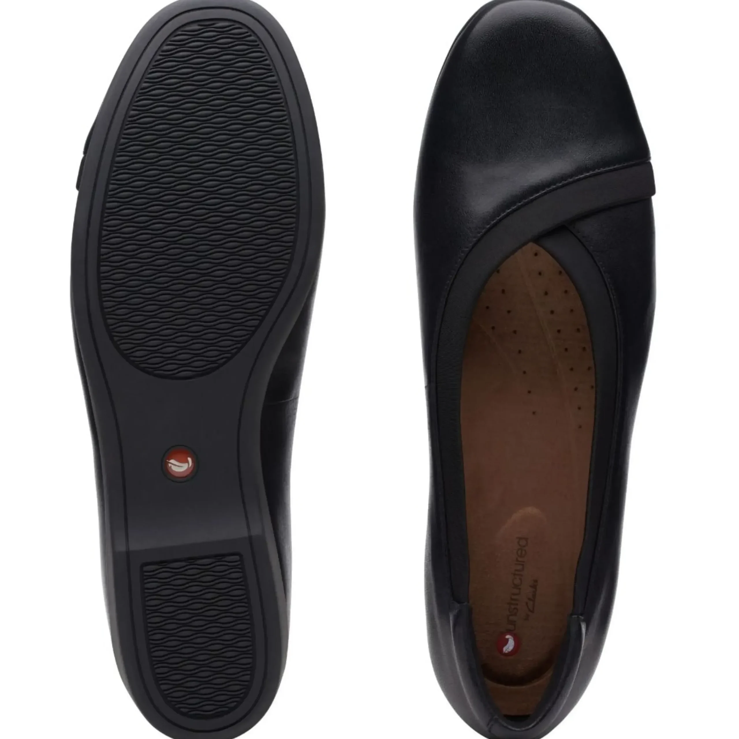 Clearance Clarks Un Darcey Ease Black Leather Flat