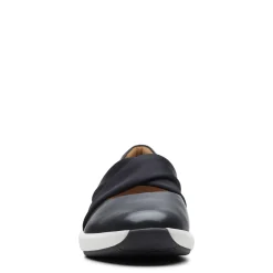 Best Clarks Un Rio Cross Black Leather Slip-On Sneaker