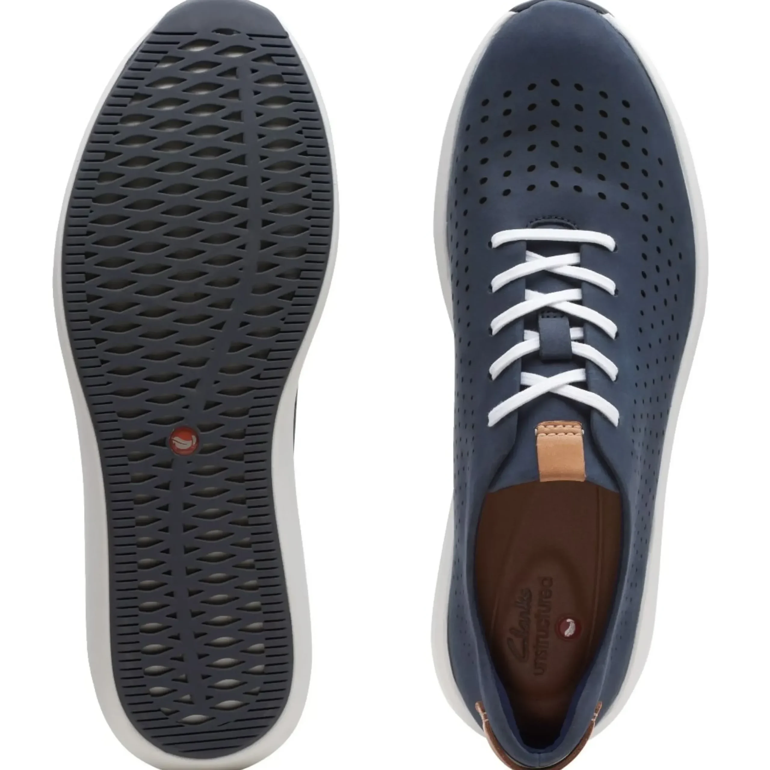 New Clarks Un Rio Tie Navy Nubuck Leather Sneaker