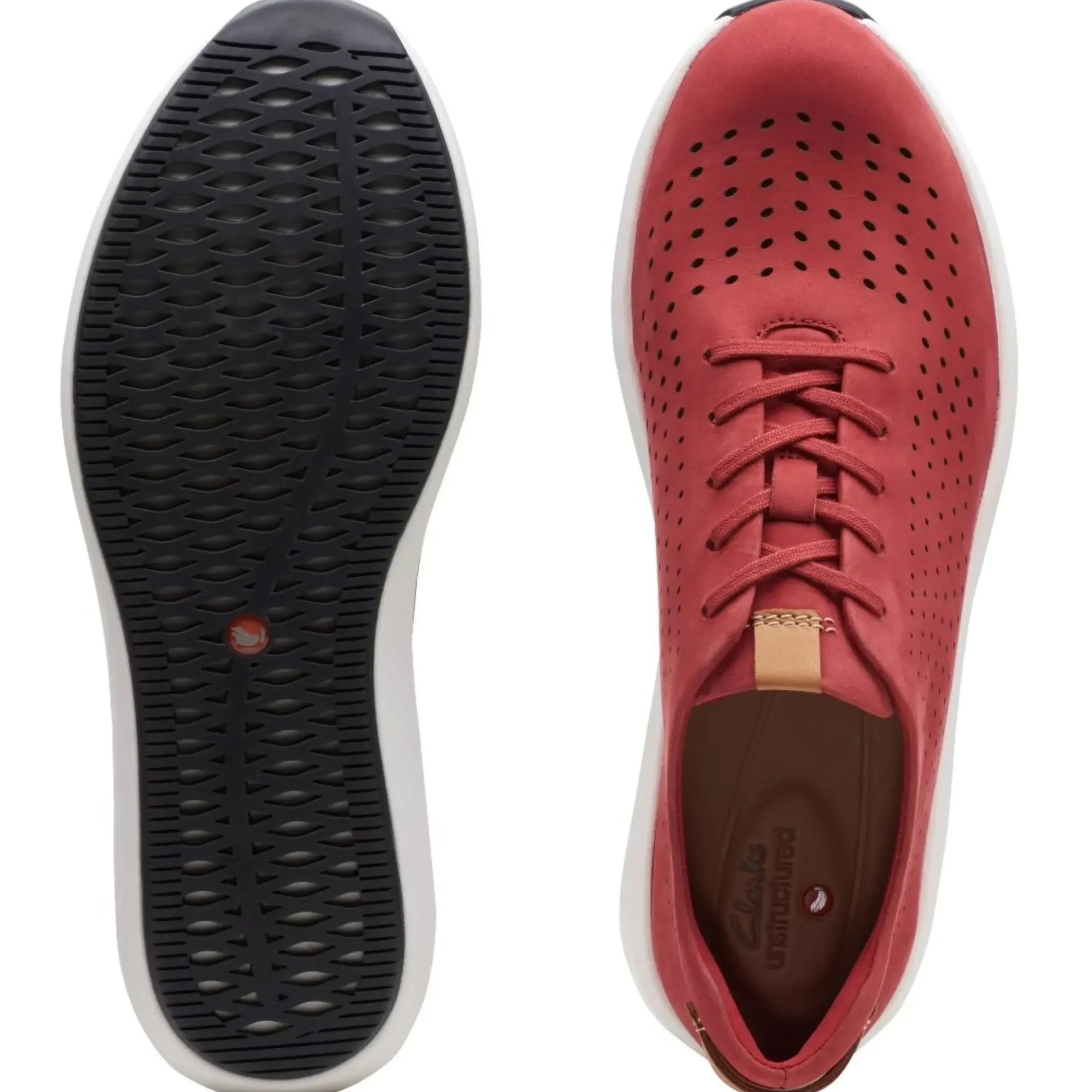 Hot Clarks Un Rio Tie Red Nubuck Leather Sneaker