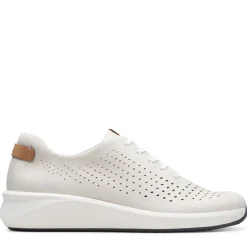 Clearance Clarks Un Rio Tie White Nubuck Leather Sneaker