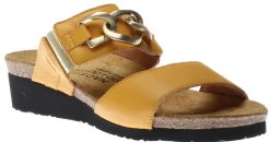Naot Victoria Marigold Yellow Leather Embellished Slide Sandal