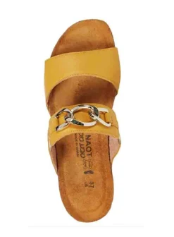 Naot Victoria Marigold Yellow Leather Embellished Slide Sandal