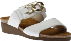 Hot Naot Victoria White Leather Embellished Slide Sandal
