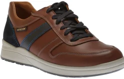 Hot Mephisto Vito Chesnut Brown Navy Leather Lace-Up Sneaker
