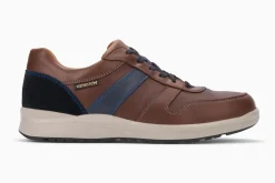 Hot Mephisto Vito Chesnut Brown Navy Leather Lace-Up Sneaker