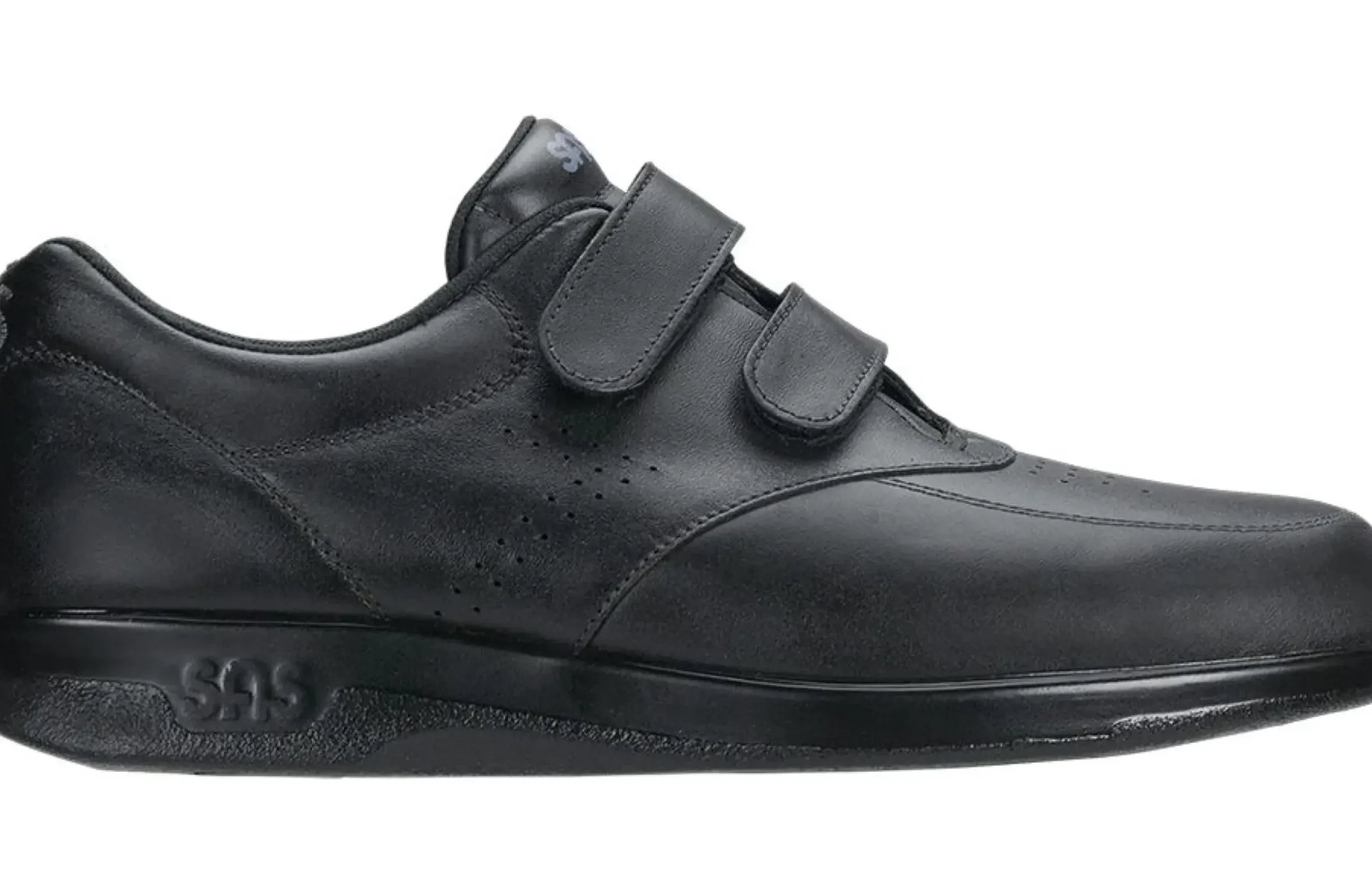 Clearance SAS Shoes Vto Black Leather Velcro Walking Shoe