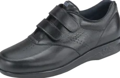 Clearance SAS Shoes Vto Black Leather Velcro Walking Shoe