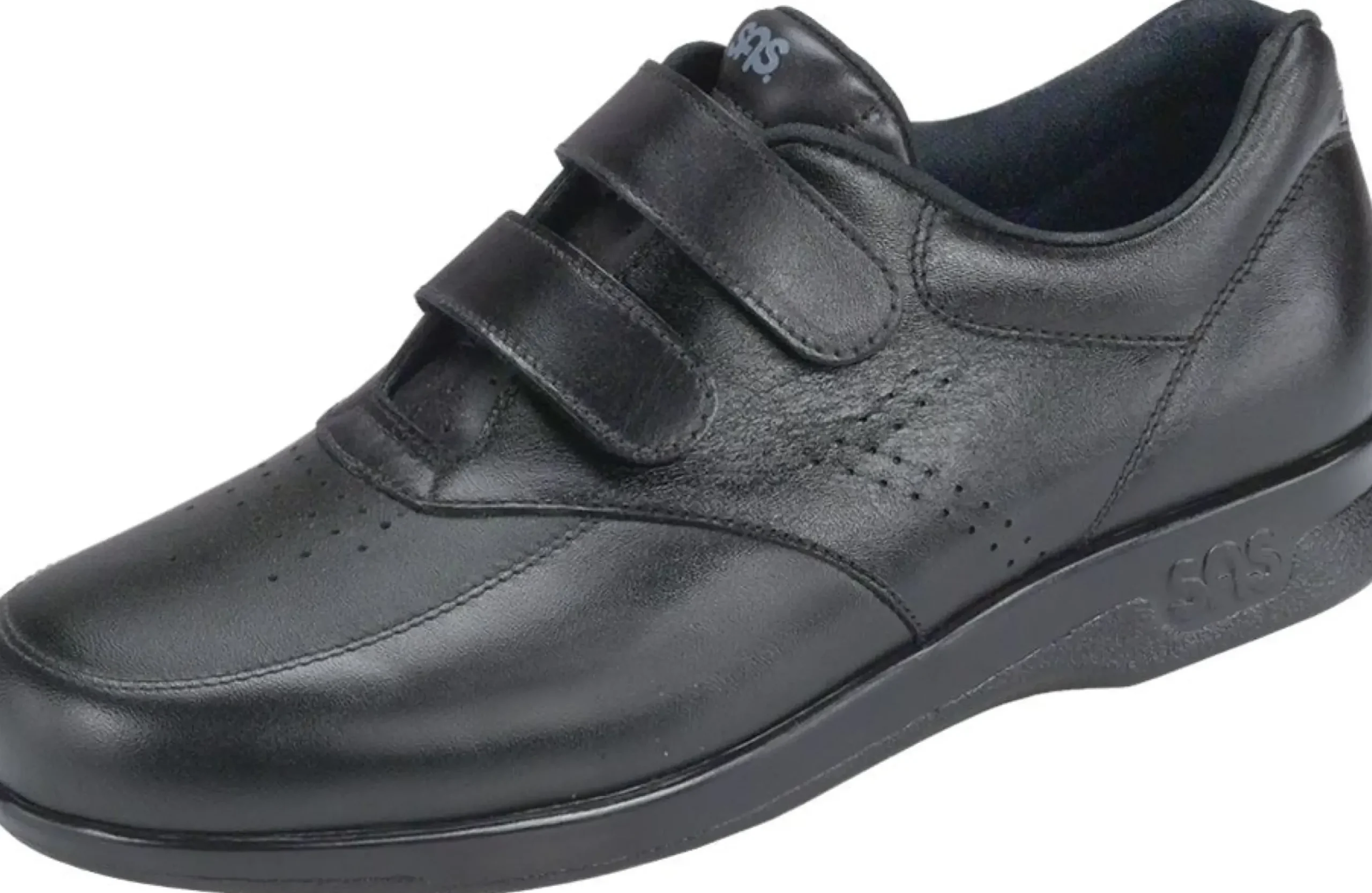Clearance SAS Shoes Vto Black Leather Velcro Walking Shoe