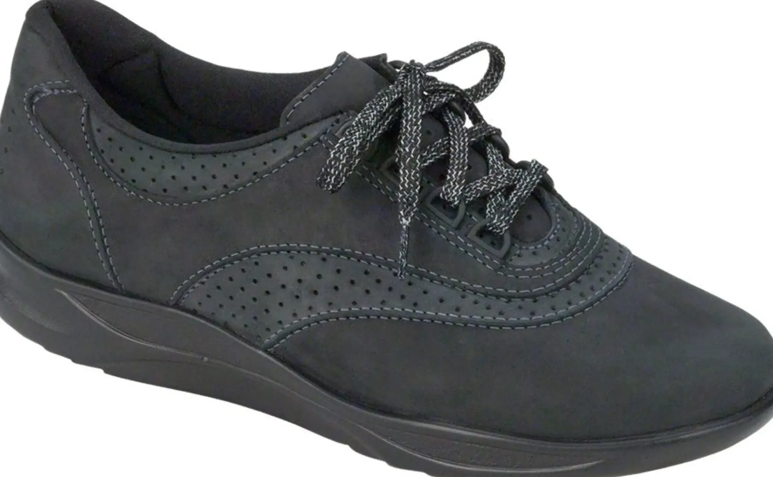 SAS Shoes Walk Easy Nero Nubuck Leather Walking Shoe
