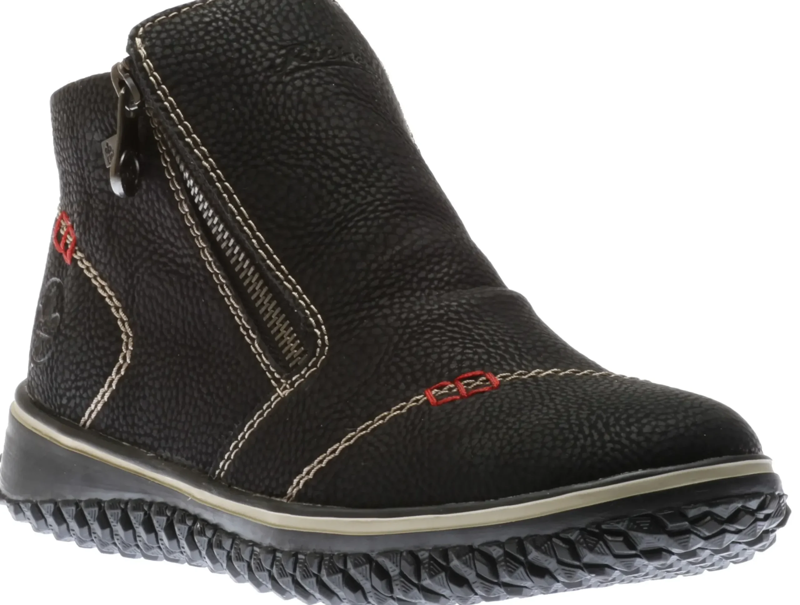 Best Rieker Wildebuk Black Double Zipper Ankle Boot