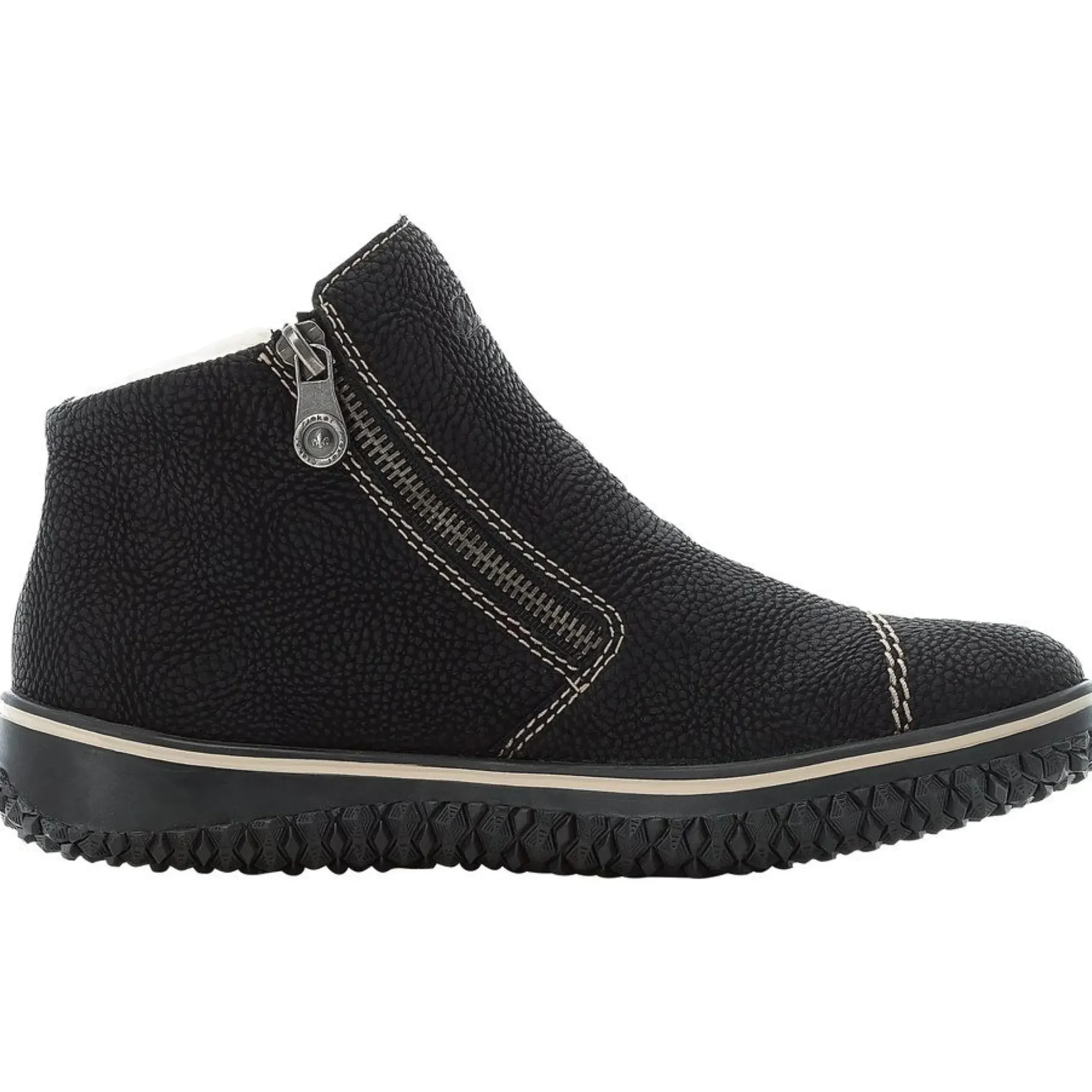 Best Rieker Wildebuk Black Double Zipper Ankle Boot