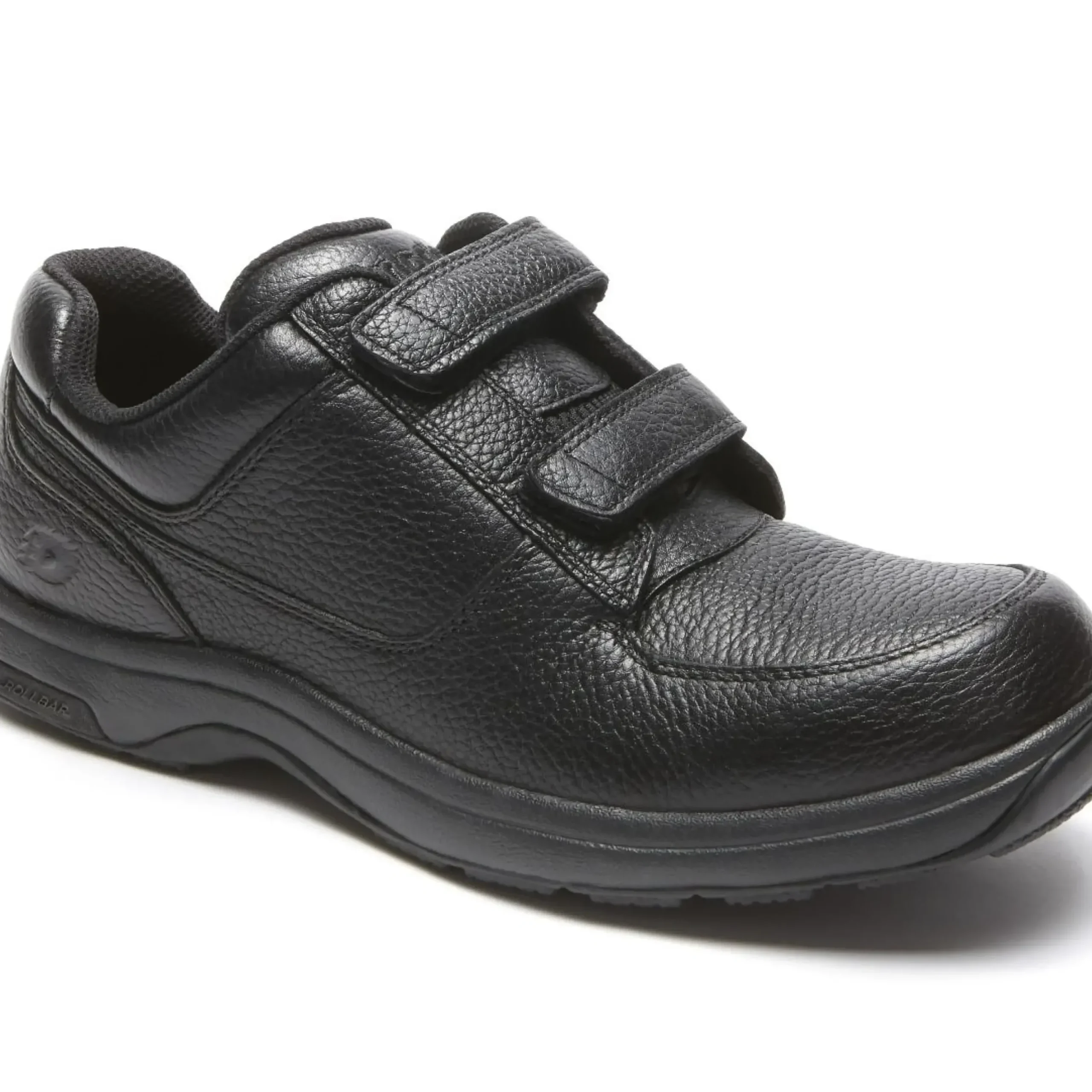 Best Dunham Winslow Black Leather Two-Strap Hook & Loop Oxford Shoe