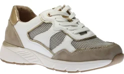 Hot Relife Women's Beige White Lace-Up Sneaker