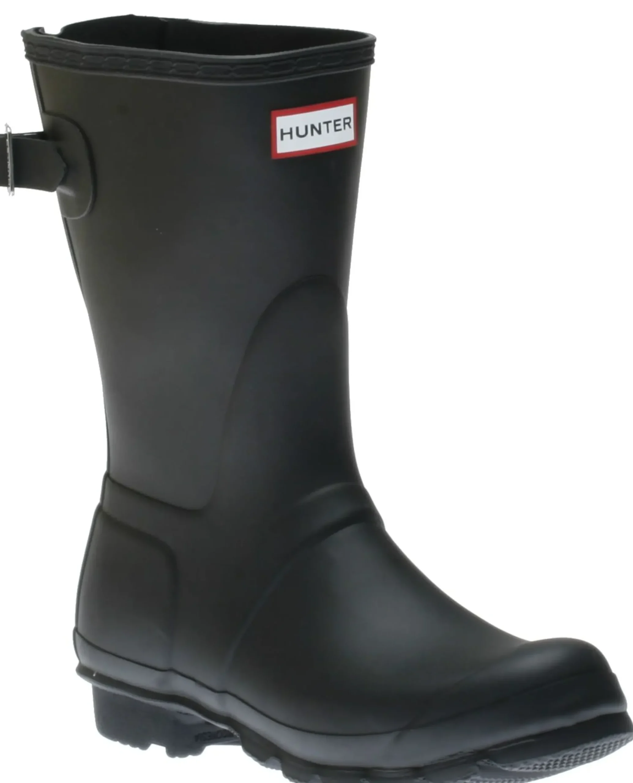 Hunter Women's Black Short Back Adjustable Rain Boots