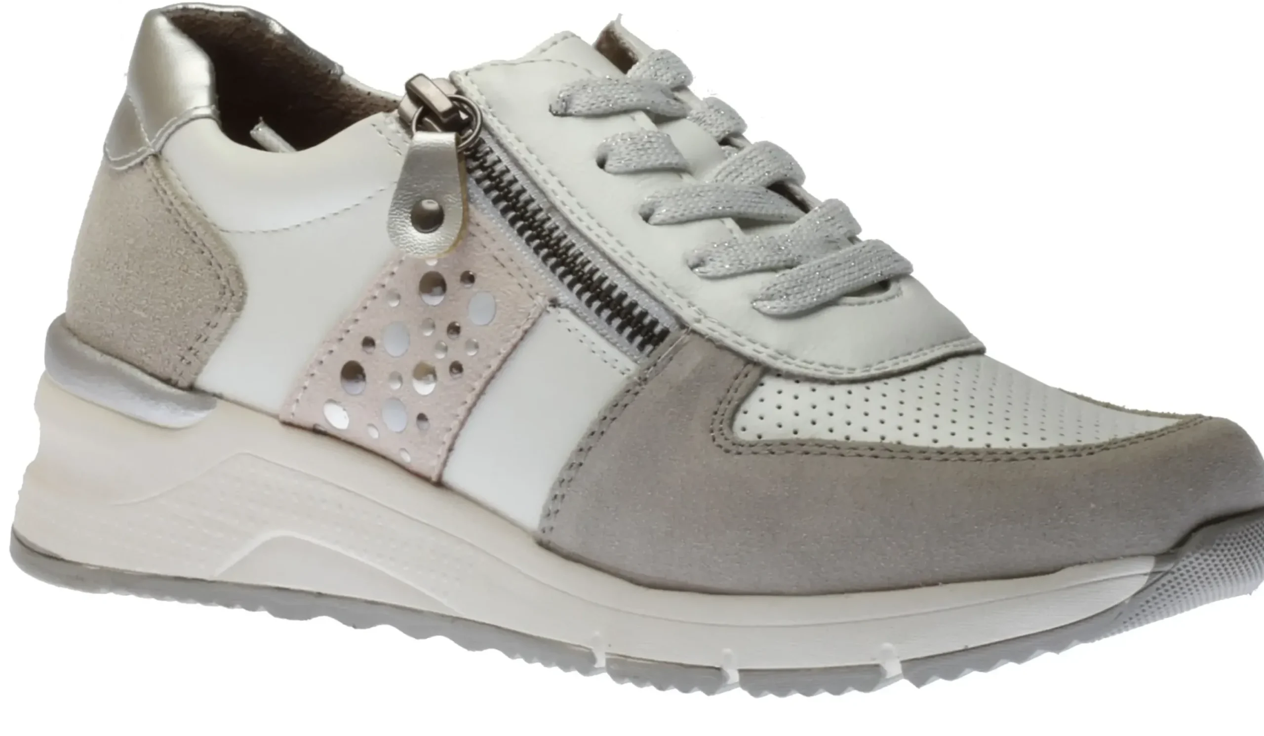 Discount Relife Women's Off White Zipper Lace-Up Sneaker