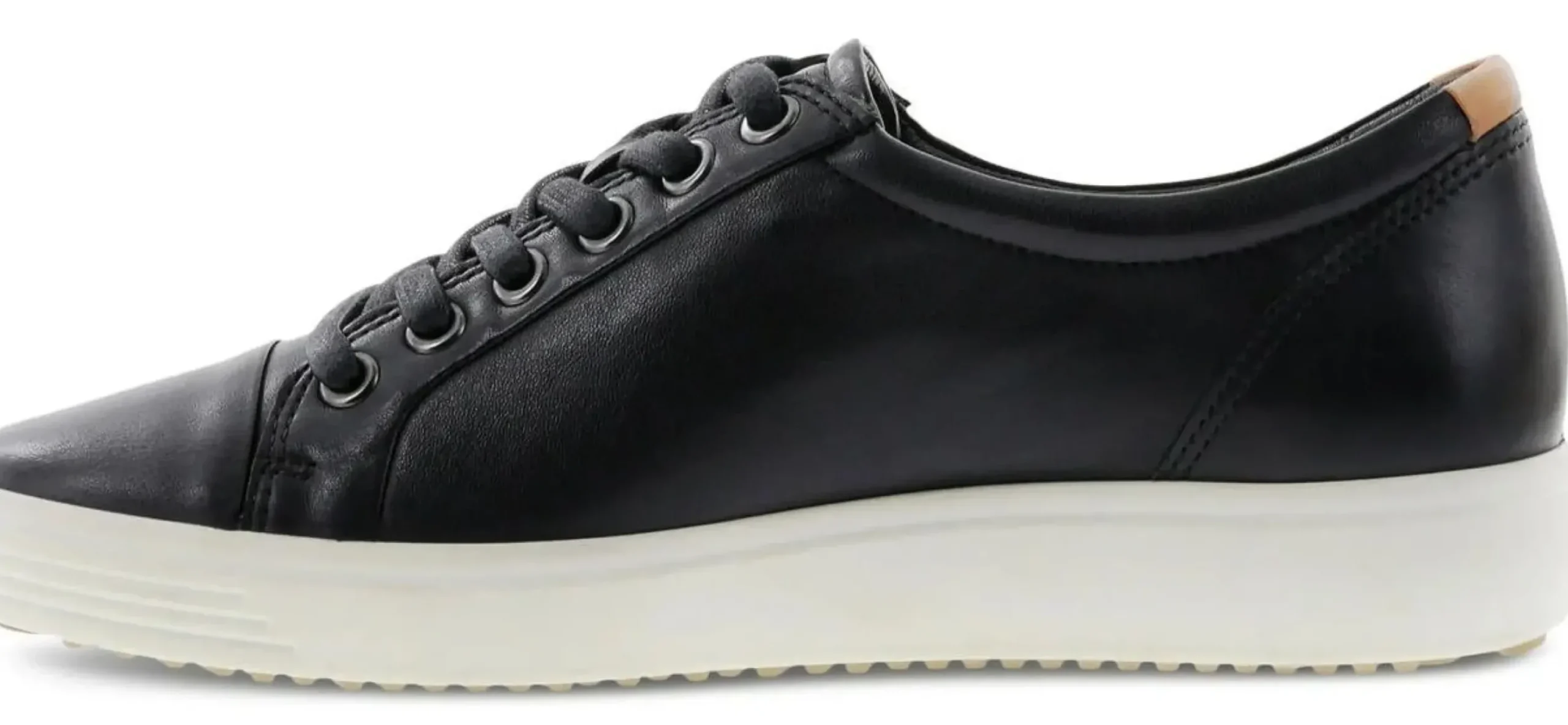 Clearance Ecco Women's Soft 7 Black Leather Lace-Up Sneaker