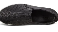 Hot Ecco Women's Soft 7 Woven Black Leather Slip-On Sneaker