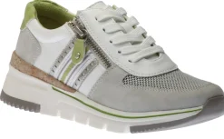 Relife Women's White Lime Green Zipper Lace-Up Sneaker